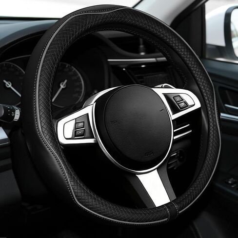 NBTEPEM Customized Auto Car Steering Wheel Cover for Toyota, Microfiber Leather Steering Wheel Covers with Anti-Slip Lining, Breathable, Safety, Soft, Sports Style (Black) in Kuwait