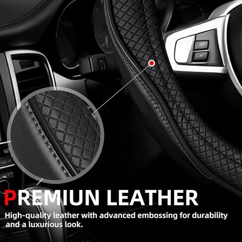 NBTEPEM Customized Auto Car Steering Wheel Cover for Toyota, Microfiber Leather Steering Wheel Covers with Anti-Slip Lining, Breathable, Safety, Soft, Sports Style (Black) in Kuwait