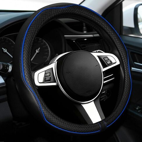 NBTEPEM Customized Auto Car Steering Wheel Cover for Toyota, Microfiber Leather Steering Wheel Covers with Anti-Slip Lining, Breathable, Safety, Soft, Sports Style (Black) in Kuwait
