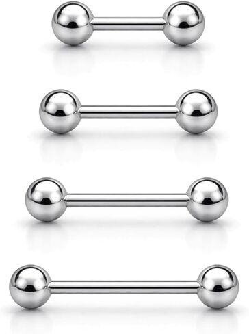 Tongue Rings Surgical Steel 6pc - Tongue Rings 14 Gauge For Women Hypoallergenic - Sexy 14g Straight Barbells In 12mm (1/2), 14mm (9/16), 16mm (5/8) Long Bar Piercing Jewelry Set in Saudi Arabia