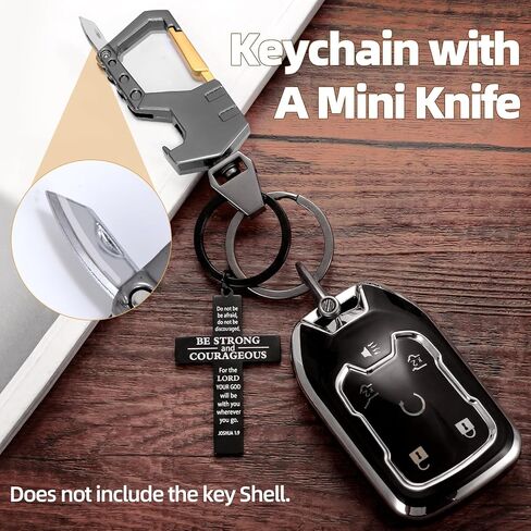 Cross Keychain with Bible Verse and Heavy Duty Carabiner Bottle Opener Keychain Set with Anti-Loss D-rings – Gunmetal Gray for Men, Women in Saudi Arabia