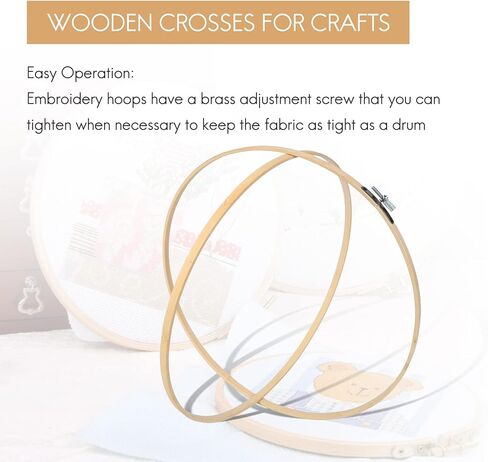 3 Pieces 14 Inch Embroidery Hoops Wooden Round Adjustable Bamboo Circle Hoop Ring for Art Craft Handy Sewing in Saudi Arabia
