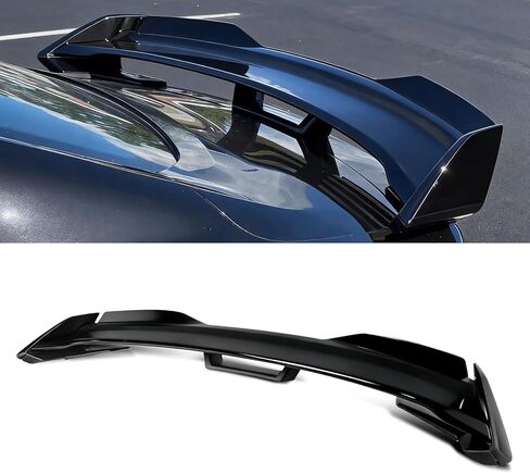 for Mustang Rear Wickerbill Spoiler Set Compatible with 2024 2025 Ford Mustang EcoBoost GT Dark Horse Style Rear Trunk Spoiler Wing Wicker Bill(Carbon Fiber Pattern)（ABS） in Saudi Arabia