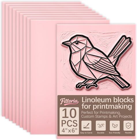 16Pcs 4x6 Inch Soft Linoleum Blocks, Premium Rubber Linocut Carving Blocks Ideal for Stamp Carving, Relief Printing and Various DIY Art Craft Creations in Saudi Arabia