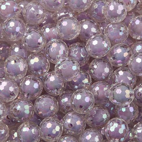 16mm Acrylic Beads 100pcs AB White Focal Bead Beadable Chunk Bubblegum Beads for DIY Crafting Necklace Bracelet Jewelry Making Keychain (White) in Saudi Arabia