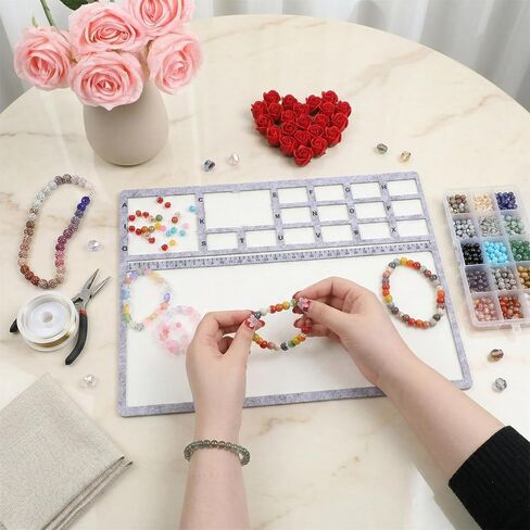 14x11 inch Large Bead Tray for Jewelry Making Felt Mat, Rectangle Felt Beading Mat Design Bead Boards with Centimeter Alphabetic Scale for DIY Art Crafts Jewelry Making Beading Supplies in Kuwait