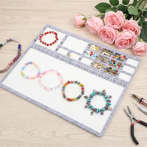 14x11 inch Large Bead Tray for Jewelry Making Felt Mat, Rectangle Felt Beading Mat Design Bead Boards with Centimeter Alphabetic Scale for DIY Art Crafts Jewelry Making Beading Supplies in Kuwait