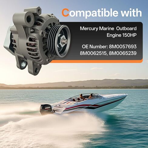 New Alternator 12V 55A 8M0057693 8M0062515 8M0065239 Compatible with Mercury Marine Outboard Engine 150HP 4-Stroke Outboard Alternator 2012 & Up in Saudi Arabia