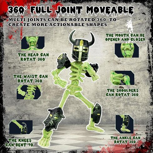 6 Pcs Titan 13 Skeleton Action Figures Set with 224 Accessories, DIY Assembly Required 3D Printed Toys Mini Skeleton Action Figure for Boys, Multi-Jointed Movable for Halloween Party Gifts in Saudi Arabia