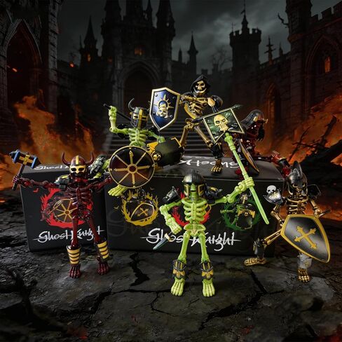 6 Pcs Titan 13 Skeleton Action Figures Set with 224 Accessories, DIY Assembly Required 3D Printed Toys Mini Skeleton Action Figure for Boys, Multi-Jointed Movable for Halloween Party Gifts in Saudi Arabia