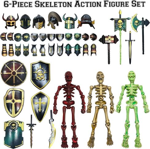 6 Pcs Titan 13 Skeleton Action Figures Set with 224 Accessories, DIY Assembly Required 3D Printed Toys Mini Skeleton Action Figure for Boys, Multi-Jointed Movable for Halloween Party Gifts in Saudi Arabia