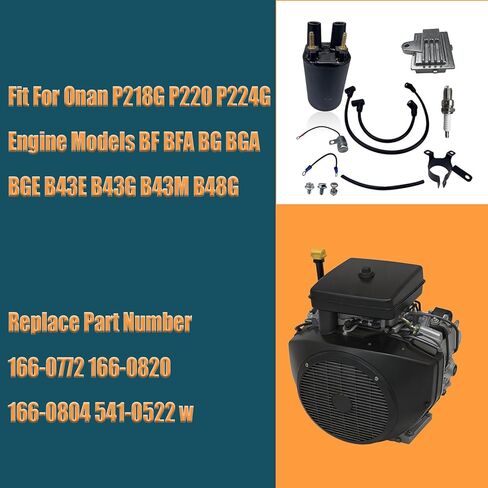 ملف الإشعال مناسب لنماذج محرك Onan P218G P220 P224G BF BFA BG BGA BGE B43E B43G B43M B48G استبدال رقم الجزء 166-0772 166-0820 166-0804 541-0522 مع المعدل، سلك توصيل الإشعال in Kuwait