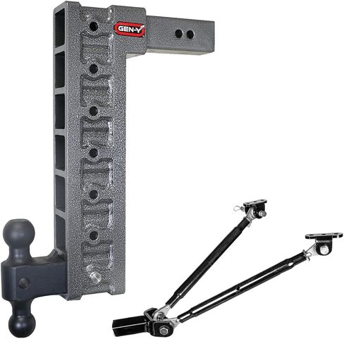GEN-Y Hitch Tow Hitch for 2.5" Receiver - 18" Drop/Rise with 8 Adjustable Positions, Includes Dual Ball Mount and Locking Pin and Stabilizer Kit, 21,000 lbs Towing Capacity, 3,000 lbs Tongue Weight in Kuwait