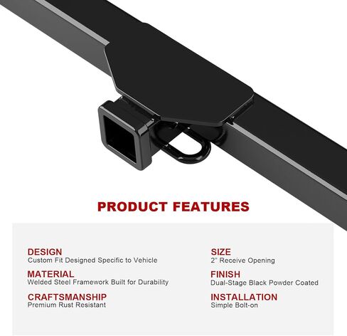 Tuxtreme Class 3 Trailer Hitch Receiver Assembly Compatible with Honda Element (Excluding SC) 2003-2011 2 Inch Rear Towing Hitch,3500lbs GTW, Bolt-On Design, SAE J684 Tested, Includes Hitch Cover in Saudi Arabia