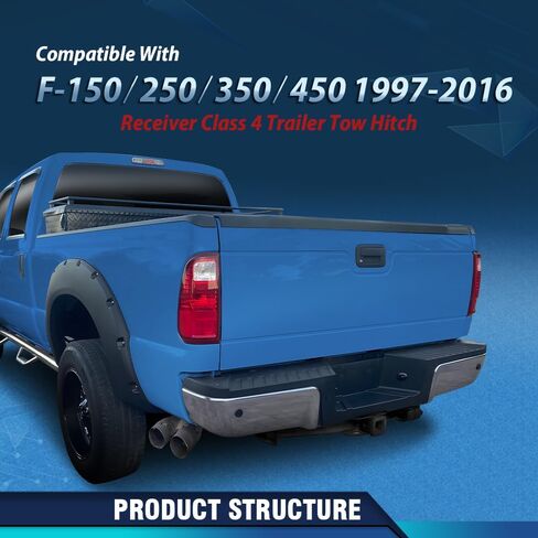 PIT66 2" Receiver Class 4 Trailer Tow Hitch Compatible with Ford F150 F250 F350 F450 1997-2016 Black in Kuwait