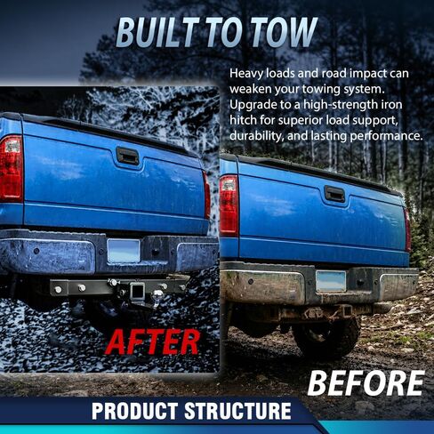 PIT66 2" Receiver Class 4 Trailer Tow Hitch Compatible with Ford F150 F250 F350 F450 1997-2016 Black in Kuwait