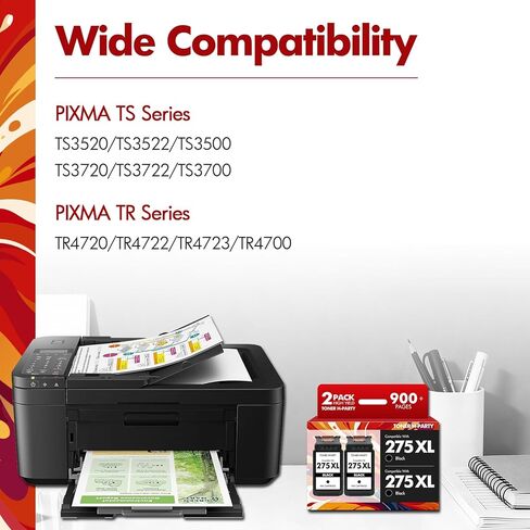 275 275XL TR4720 Black Ink Cartridges for Canon PG-275 Black Ink Cartridges for Canon Printers PIXMA TR4720 TS3722 TS3700 TR4700 TS3522 TS3500 TS3520 TS3720 TR4722 (2 Pack, Black*2) in Kuwait