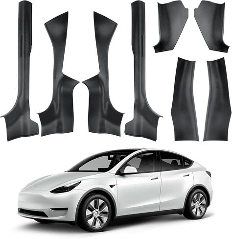 Door Sill Guards for 2025 2026 Tesla Model Y Juniper - 8PCS ABS Door Sill Protector Anti Scuff Waterproof No Drill Installation Carbon Fiber Pattern in Saudi Arabia