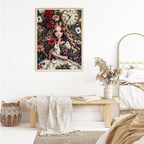 YUXUANKANG Diamond Painting Kits for Beginners，5D Diamond Art Kits for Adults, Diamond Art Club Diamond Painting Kits, Rabbit, Clock and Flowers 12X16 Inch in Kuwait