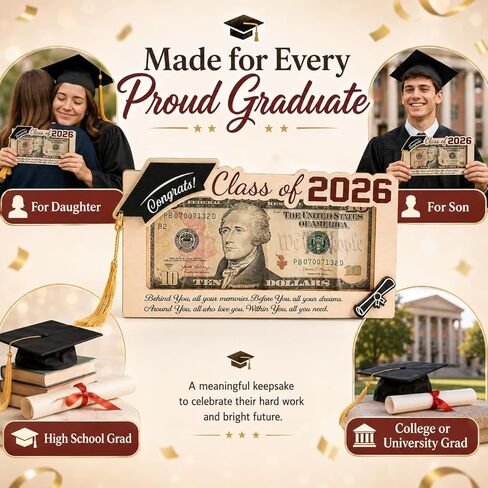 Class of 2026 Gifts Graduation Money Holder 2026 for Her Him, Wooden Graduation Cards Money Holder for Cash Gift, Graduation Gifts for Daughter Son High School, College, University Senior Graduates in Saudi Arabia
