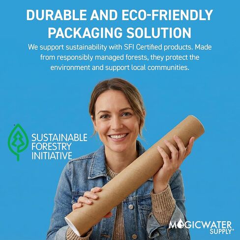 MagicWater Supply 6x24 Inch Kraft Mailing Tubes with End Caps, Heavy Duty Round Shipping Tubes for Large Posters, Blueprints, Art, Crafts and Documents - Durable, Recyclable - 2 Pack, Made in the USA in Saudi Arabia