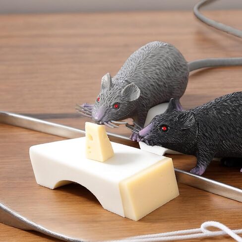 4 PCS Small Fake Rat Toy, Plastic Mouse Toys Realistic Rat Prank Props for April Fool's Day Party Supplies, 8.65X1.77X1.38in (Black, Gray) in Saudi Arabia