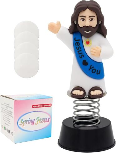 Yelakey Dashboard Jesus Dancer Blue Jesus Bobblehead with Smile Face Blessing You Car Accessory with Sticky Pad for Christian Drivers Religious Believers Home Decoration in Saudi Arabia