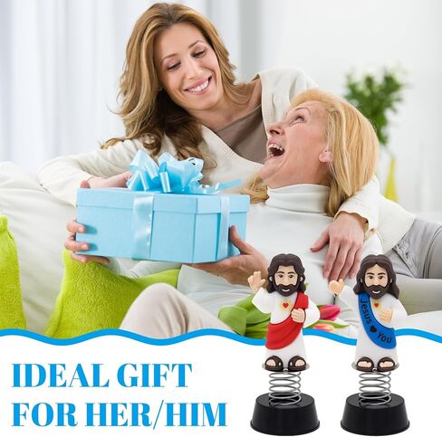 Yelakey Dashboard Jesus Dancer Blue Jesus Bobblehead with Smile Face Blessing You Car Accessory with Sticky Pad for Christian Drivers Religious Believers Home Decoration in Saudi Arabia