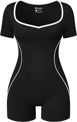 OQQ Women's Rompers Sweetheart Neck Short Sleeves Contrast Trims Shorts Jumpsuits 2026 Active Gym Clothes in Saudi Arabia