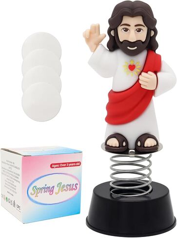 لوحة القيادة Yelakey Jesus Dancer Blue Jesus Bobblehead مع وجه مبتسم يباركك ملحق السيارة مع وسادة لاصقة للسائقين المسيحيين والمؤمنين الدينيين لتزيين المنزل in Saudi Arabia