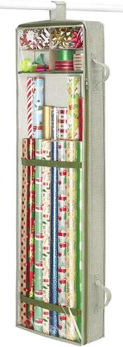 Whitmor Christmas & Holiday Gift Wrap Organizer - Holds 30 inch & 40 inch rolls - Stripe, Green in Kuwait