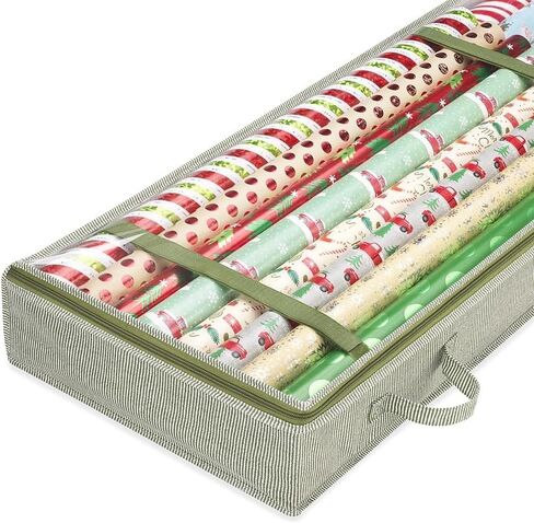 Whitmor Christmas & Holiday Gift Wrap Organizer - Holds 30 inch & 40 inch rolls - Stripe, Green in Kuwait
