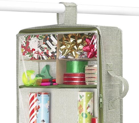 Whitmor Christmas & Holiday Gift Wrap Organizer - Holds 30 inch & 40 inch rolls - Stripe, Green in Kuwait