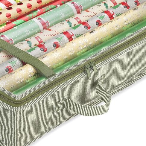 Whitmor Christmas & Holiday Gift Wrap Organizer - Holds 30 inch & 40 inch rolls - Stripe, Green in Kuwait