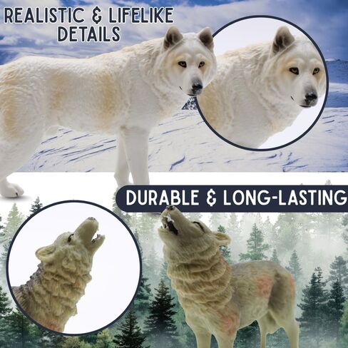 Wolf Bundle | 8-Piece Arctic, Grey & Black Wolf Figurines | Lifelike Wildlife Playset for Enthusiats & Collectors | Seasonal Animal Display Set in Kuwait