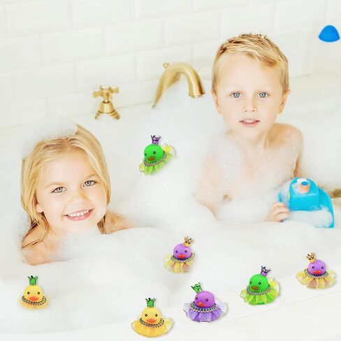 Cinrobiye 24 Set Mardi Rubber Ducks Carnival Masquerade Duck with Mini Crown Skirt Bulk Car Rubber Duck Decorations for Dashboard Shower Birthday Holiday Festival Parade Party Gift Favor Supplies in Kuwait