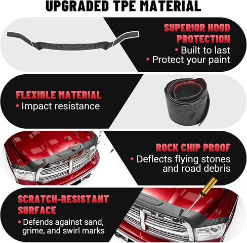 Hood Deflector Protector Fit for 2013-2018 Dodge RAM 1500 Accessories TPE Hood Protector Bug Deflector Shield Replacement for Ram Truck Accessories in Saudi Arabia