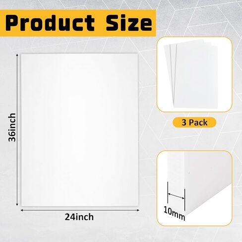 Poola Voidra 3 Pack 10mm Thick EVA Foam Board 24" x 36", Cosplay EVA Foam Roll Large Lightweight for Crafting Model, Cosplay DIY Project, Crafts, Display Print Paintings, Easy to Cut(White) in Saudi Arabia