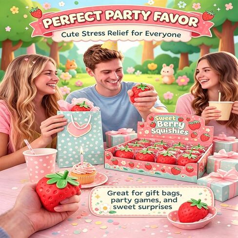 3pcs Strawberry Squishy Realistic Ball – Soft Slow Rising Squeeze for Stress & Anxiety Relief, Pressure Release, Perfect as a Gift for Any Occasion in Saudi Arabia