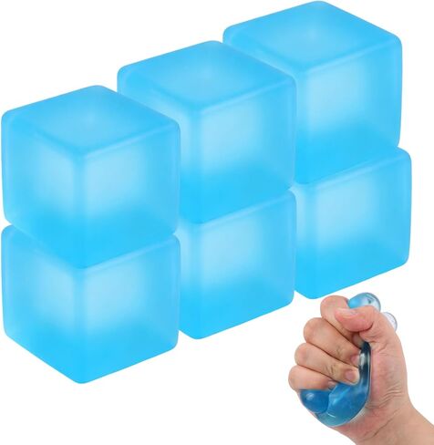 3pcs Squishy Stress Cube, 2026 New Squishy Stress Ice Cube Fidget Toys, Stress Relief Toys Squeeze Toys for Adults (Blue) in Saudi Arabia