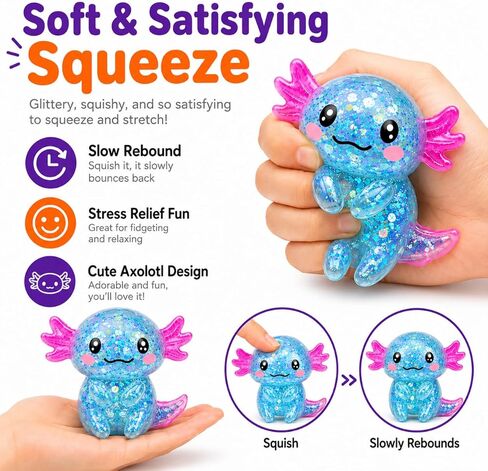 2Pack Taba Squishy Fidget Toys Bulk,Blue Stress Cube&Axolotl Squishy,Sugar Sensory Toys Squeeze Toy for Anxiety Relief for Classroom Prizes, Birthday Gifts Party Favors in Saudi Arabia