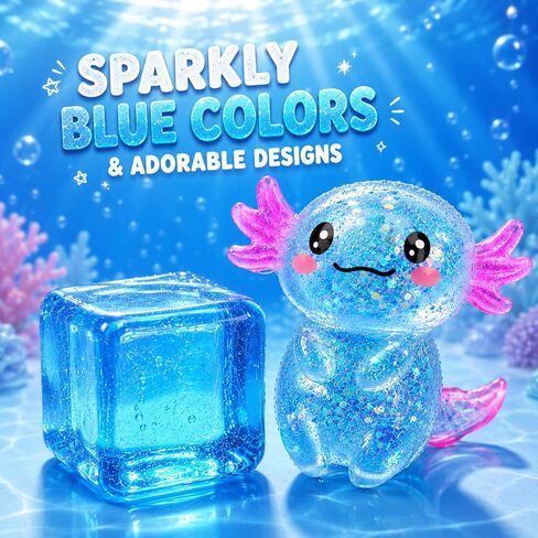 2Pack Taba Squishy Fidget Toys Bulk,Blue Stress Cube&Axolotl Squishy,Sugar Sensory Toys Squeeze Toy for Anxiety Relief for Classroom Prizes, Birthday Gifts Party Favors in Saudi Arabia