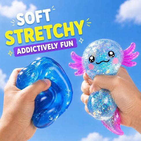 2Pack Taba Squishy Fidget Toys Bulk,Blue Stress Cube&Axolotl Squishy,Sugar Sensory Toys Squeeze Toy for Anxiety Relief for Classroom Prizes, Birthday Gifts Party Favors in Saudi Arabia