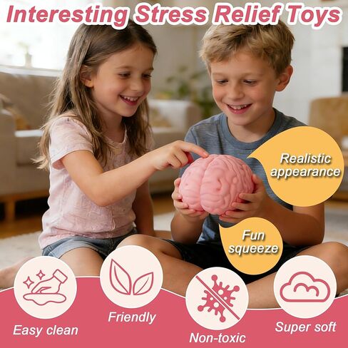 Brain Squishy Toys, Large Stress Relief Sensory Toys for Adults & Kids, Anxiety Relief Fidget Toys for Autism & ADHD, Squeeze Toys for Party Favors, Goodie Bag Fillers, Classroom Prizes & Gag Gifts in Saudi Arabia
