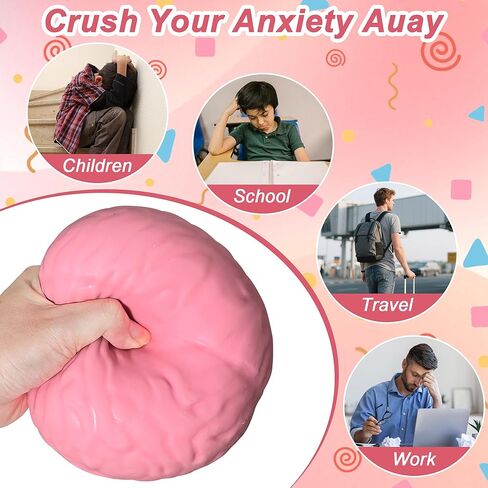 Brain Squishy Toys, Large Stress Relief Sensory Toys for Adults & Kids, Anxiety Relief Fidget Toys for Autism & ADHD, Squeeze Toys for Party Favors, Goodie Bag Fillers, Classroom Prizes & Gag Gifts in Saudi Arabia