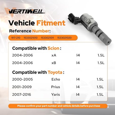 حزمة من 1 VVT متغير صمام توقيت صمام التحكم في زيت الملف اللولبي متوافق مع Scion xA xB Toyota Echo Prius Yaris 1.5L L4 2000-2011 2012 2013 2014 2015 2016 يستبدل 917-210 1533021020 in Kuwait
