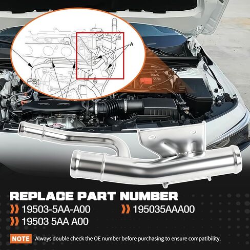 Lower Water Pipe Fit For Honda Civic 2016 2017 2018 2019 2020 2021 Replaces 19503-5AA-A00 195035AAA00 in Saudi Arabia