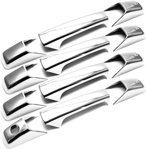 Chrome 4 Door Handle Covers w/o Passenger Key Hole Compatible with 07-13 Chevy Silverado / 07-14 Chevy Avalanche/Suburban/Tahoe/GMC Sierra/Yukon&Yukon XL/Escalade in Kuwait