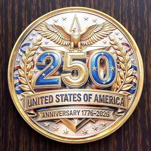 USA 250th Anniversary Commemorative Coin 1776-2026, Semiquincentennial Patriotic Challenge Coin with Bald Eagle and Mount Rushmore 3D Relief, American History Collectible Souvenir Gift for Veterans in Saudi Arabia