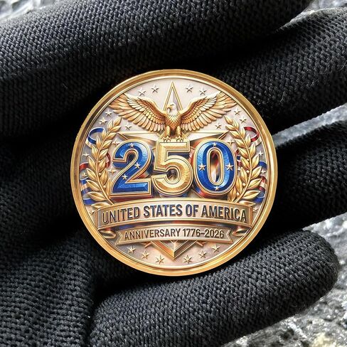 USA 250th Anniversary Commemorative Coin 1776-2026, Semiquincentennial Patriotic Challenge Coin with Bald Eagle and Mount Rushmore 3D Relief, American History Collectible Souvenir Gift for Veterans in Saudi Arabia